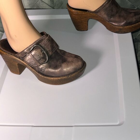 Born 'Ibra' Platform Slide Clogs‎ Moro Metallic Leather US 7  *GS9 - Picture 4 of 8